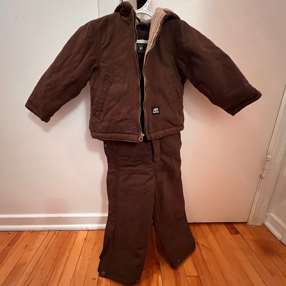 Berne Brown Jacket and Insulated Bib overalls.